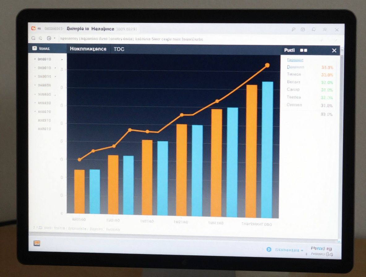Деловой мужчина в дорогом костюме изучает аналитические графики на нескольких мониторах в современном офисе с видом на город